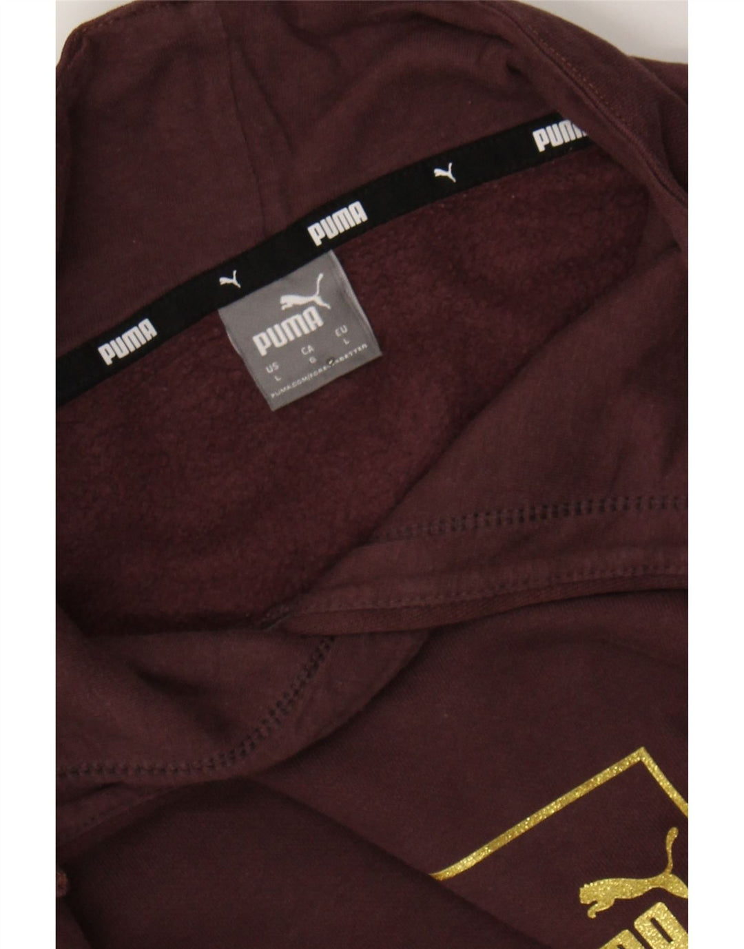PUMA Womens Graphic Sweatshirt Jumper UK 16 Large Maroon Vintage Puma and Second-Hand Puma from Messina Hembry 