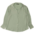 Zara Womens Oversized Shirt Blouse UK 14 Medium Green Polyester