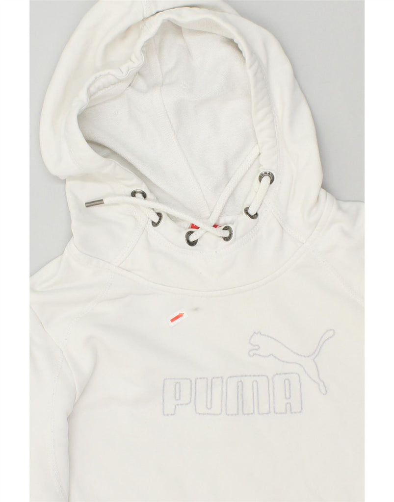 PUMA Womens Graphic Hoodie Jumper UK 12 Medium White Vintage Puma and Second-Hand Puma from Messina Hembry 