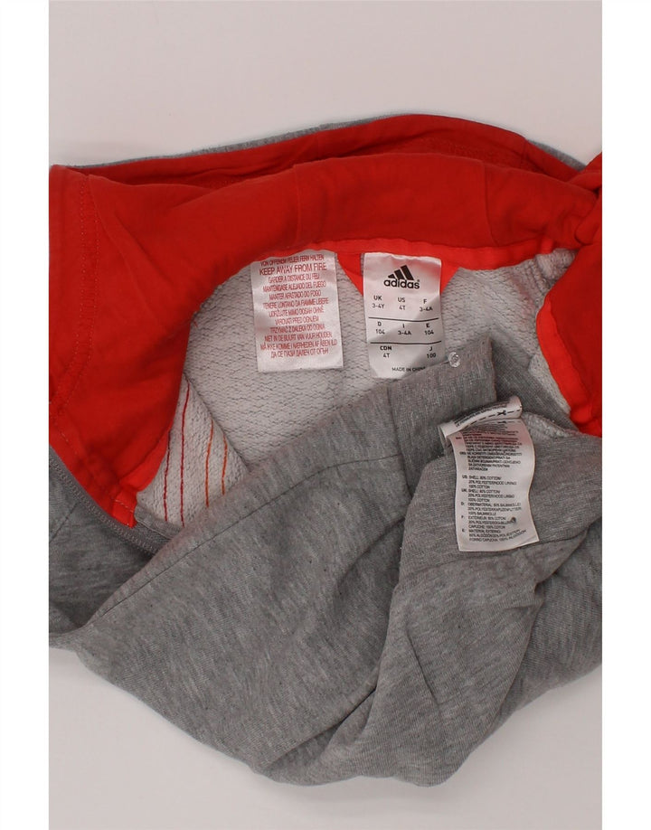 Adidas Boys Zip Hoodie Sweater 3-4 Years Grey Cotton