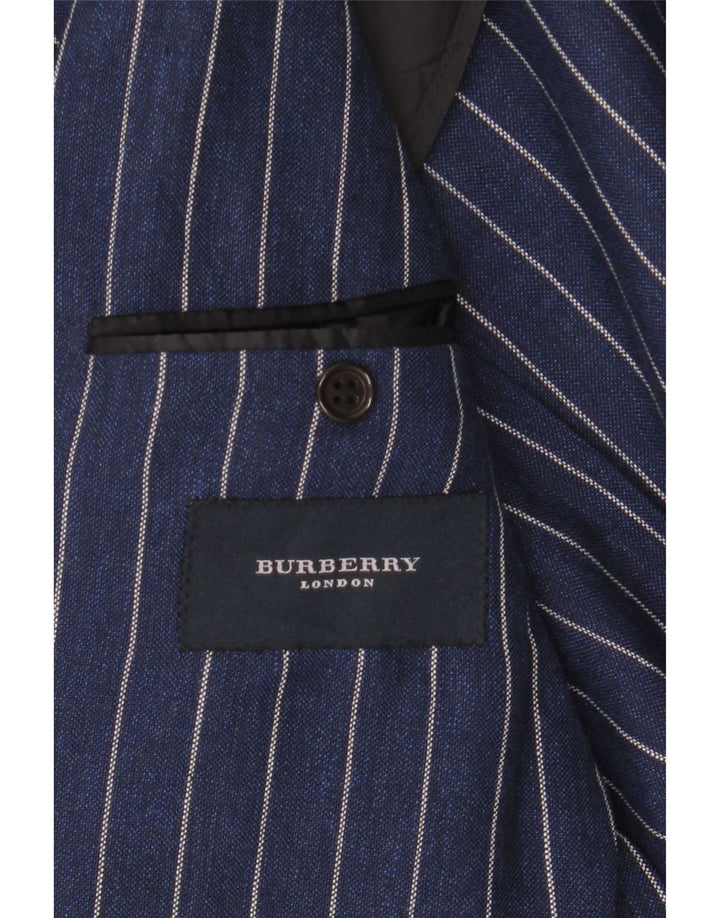 Burberry Mens 2 Button Blazer Jacket IT 48 Medium Navy Blue Pinstripe Wool