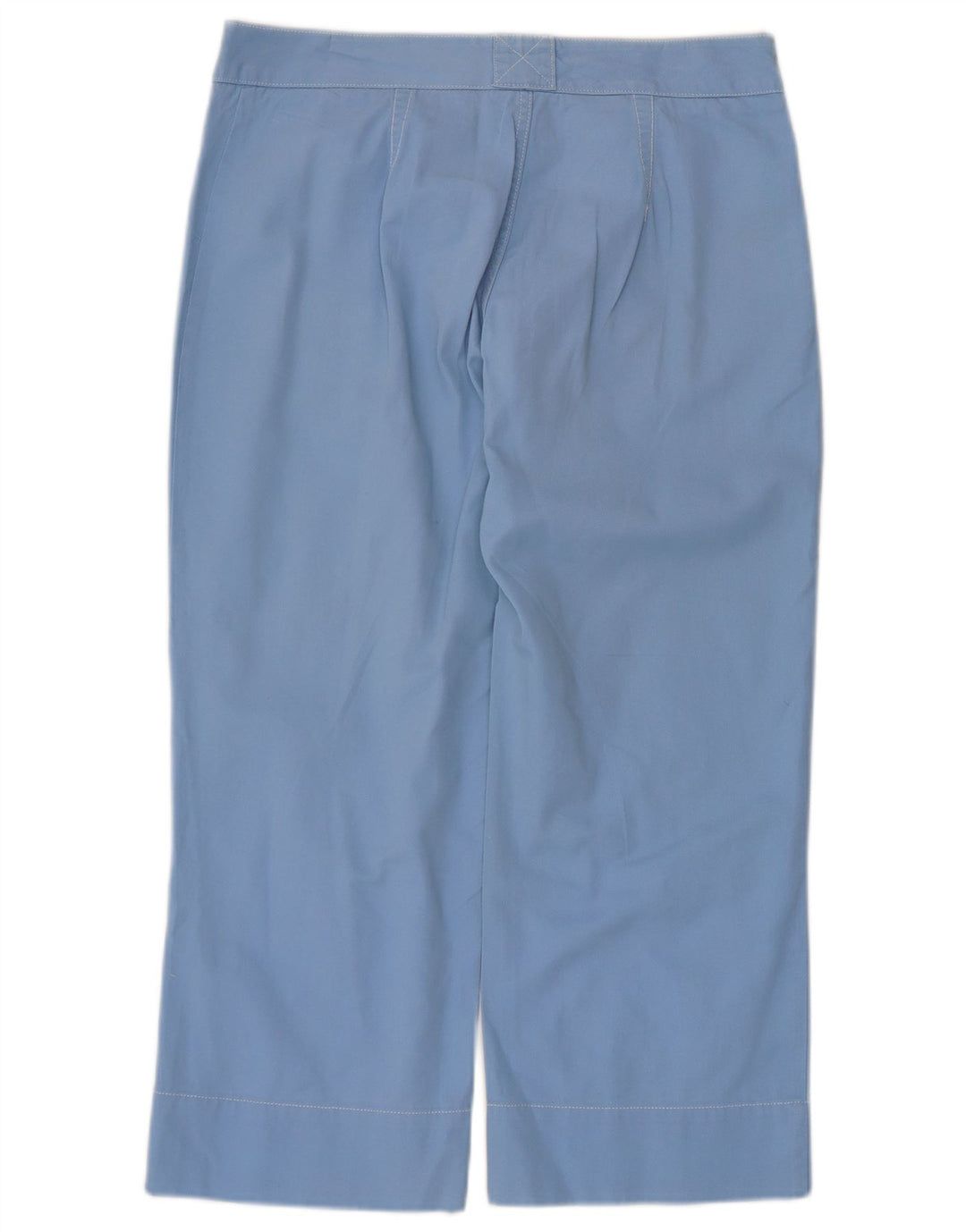 Benetton Womens Straight Cropped Trousers W30 L23 Blue Cotton