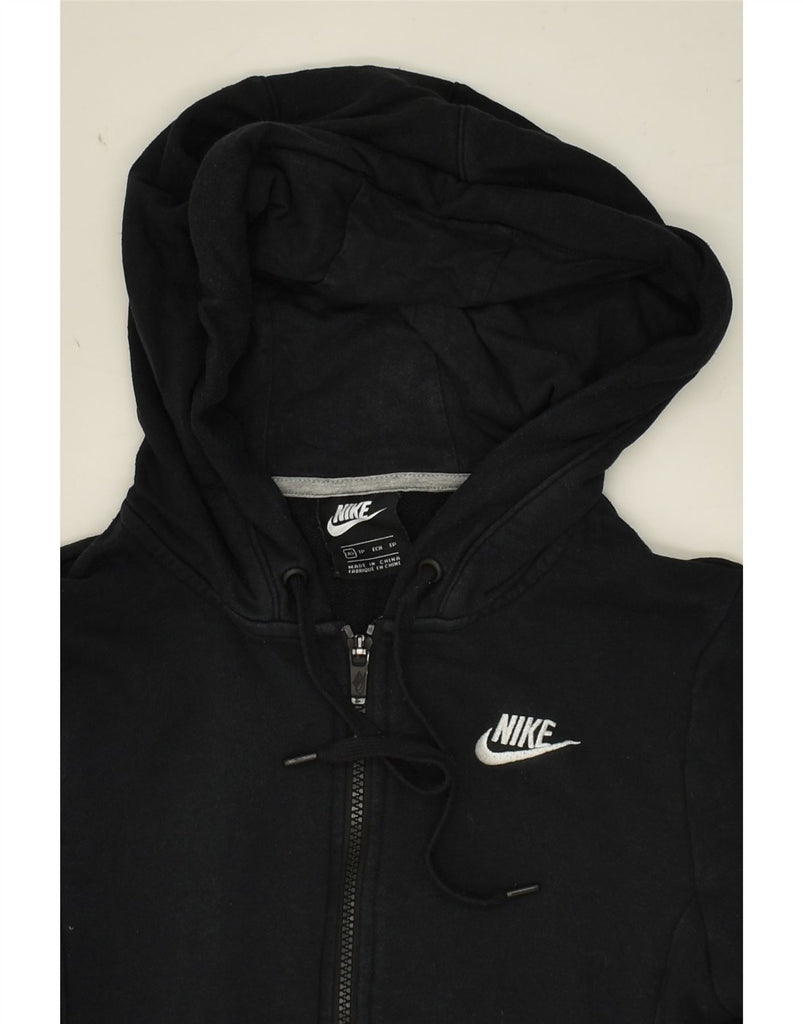 NIKE Womens Zip Hoodie Sweater UK 6 XS Black Cotton | Vintage Nike | Thrift | Second-Hand Nike | Used Clothing | Messina Hembry 