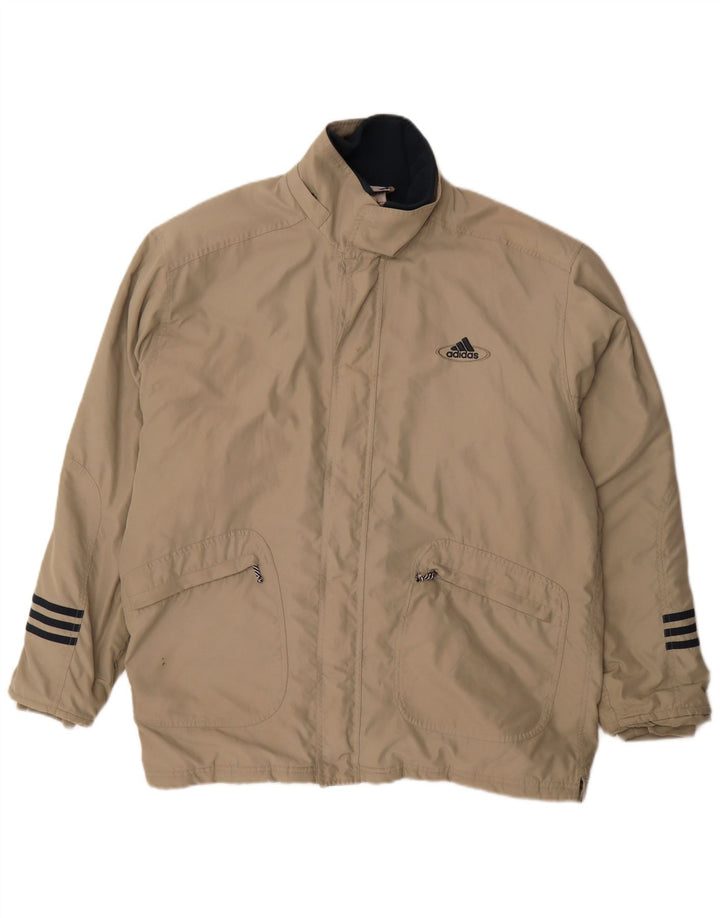 Adidas Mens Windbreaker Jacket UK 42/44 Large Beige Colourblock Polyester