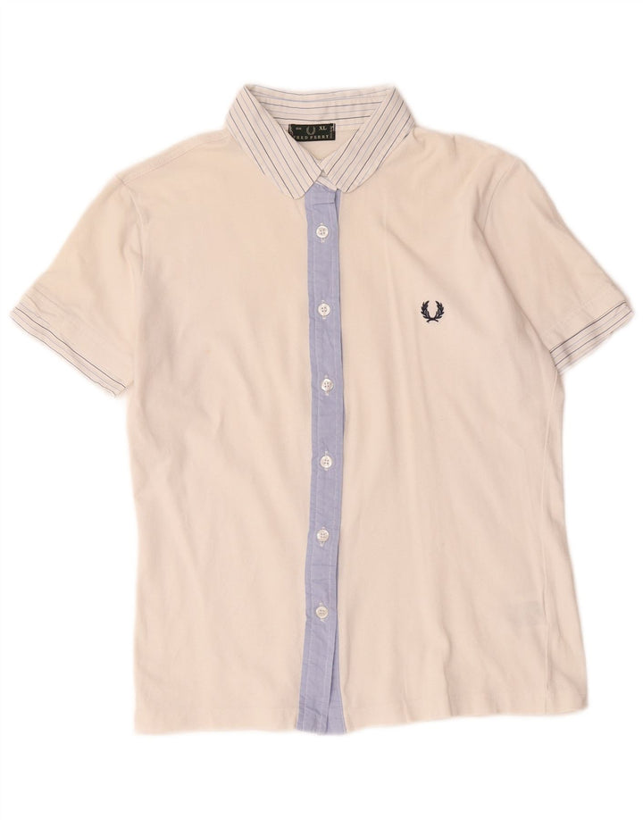 Fred Perry Boys Shirt 15-16 Years White Striped Cotton