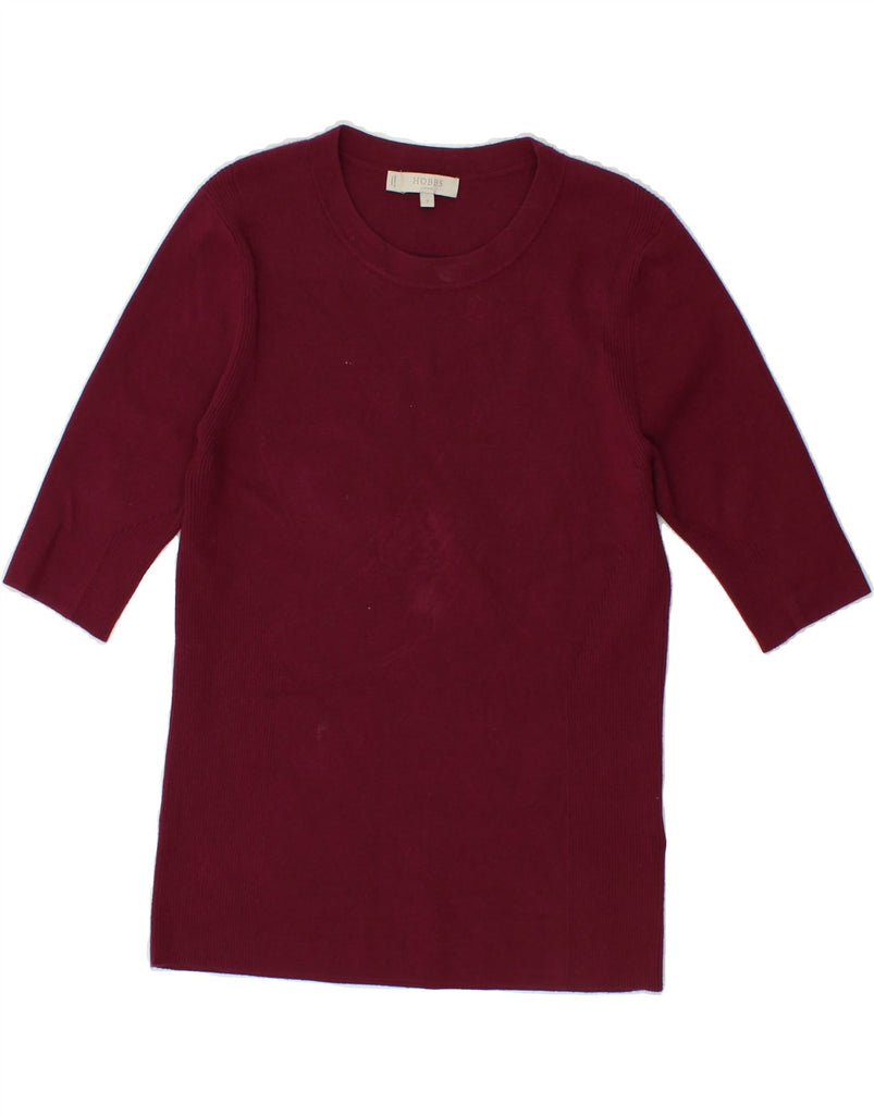 HOBBS Womens 3/4 Sleeve Boat Neck Jumper Sweater UK 10 Small Burgundy Vintage Hobbs and Second-Hand Hobbs from Messina Hembry 
