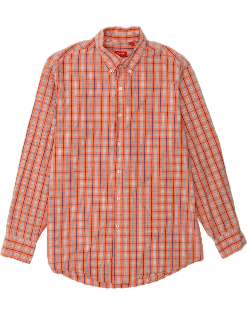 IZOD Mens Shirt Medium Orange Check Cotton Vintage Izod and Second-Hand Izod from Messina Hembry 