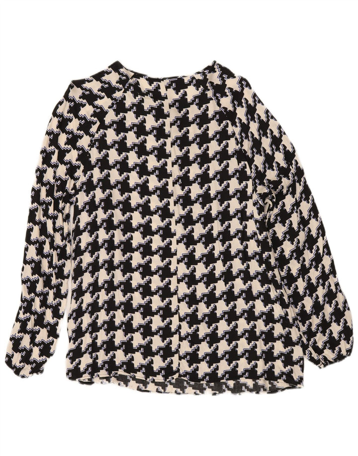 Fiorella Rubino Womens Blouse Top UK 14 Medium Black Houndstooth Viscose