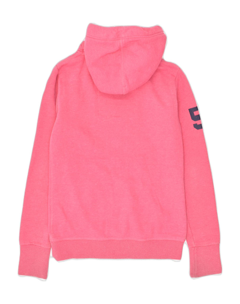 SUPERDRY Womens Graphic Hoodie Jumper UK 4 XS Pink Cotton | Vintage Superdry | Thrift | Second-Hand Superdry | Used Clothing | Messina Hembry 