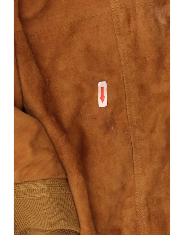 Vintage Mens Suede Bomber Jacket IT 62 6XL Brown Leather