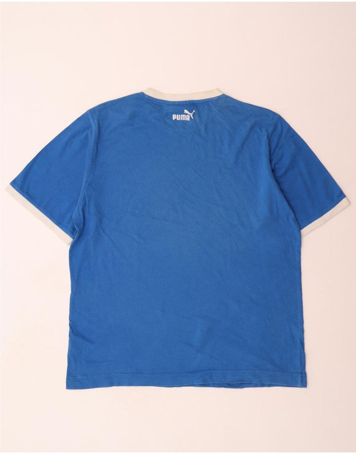 PUMA Mens Graphic T-Shirt Top XL Blue Colourblock