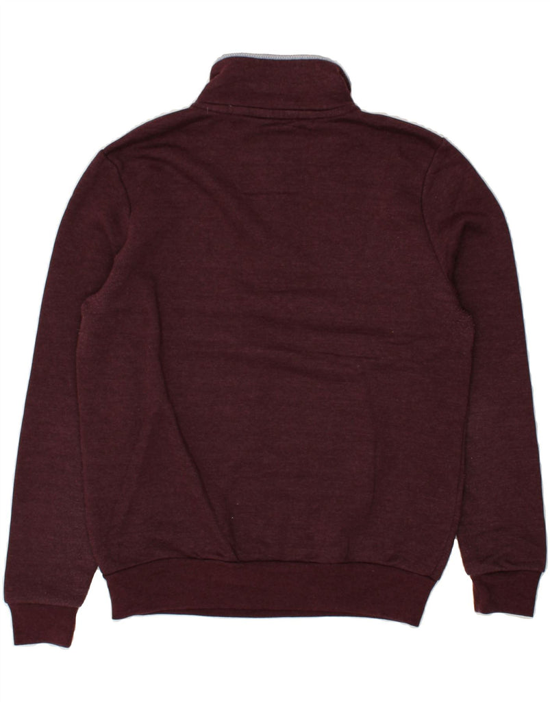 CREW CLOTHING Mens Zip Neck Sweatshirt Jumper Medium Burgundy Cotton | Vintage Crew Clothing | Thrift | Second-Hand Crew Clothing | Used Clothing | Messina Hembry 