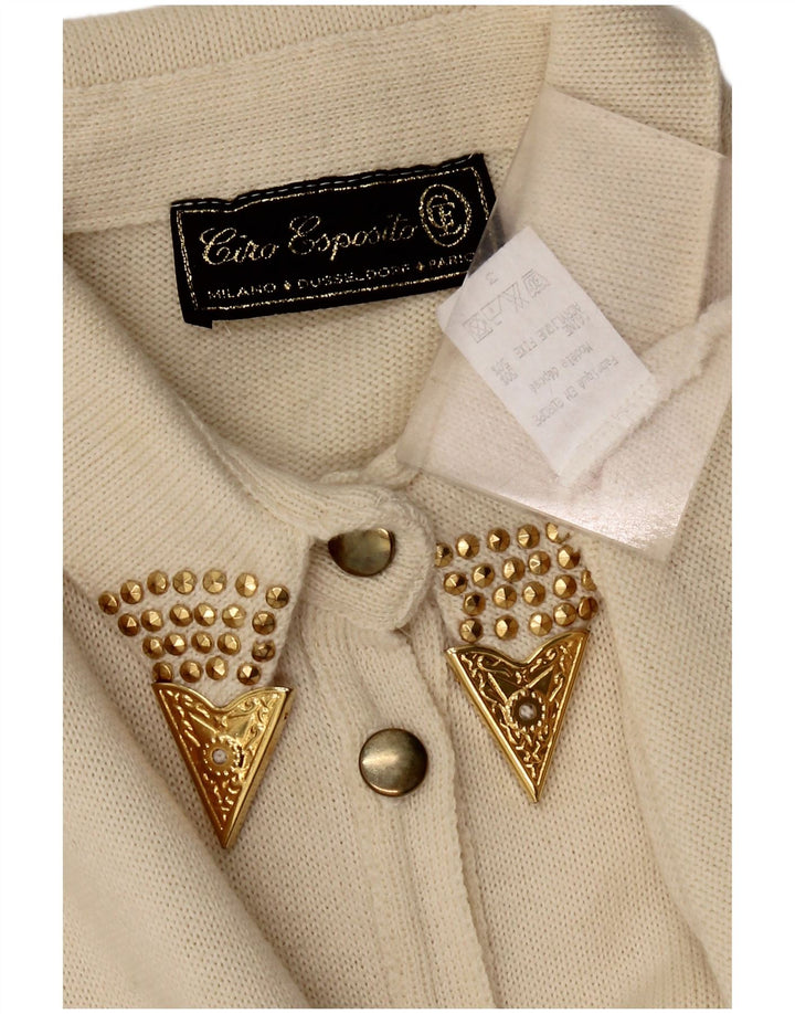 CIRO ESPOSITO Womens Knit Shirt Blouse UK 14 Large Off White Wool