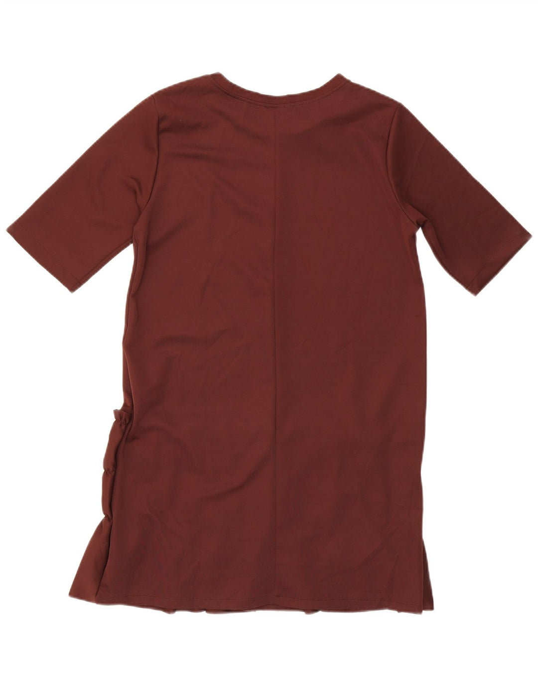 Zara Womens Ruffle Front Shift Dress UK 14 Large Brown Polyester