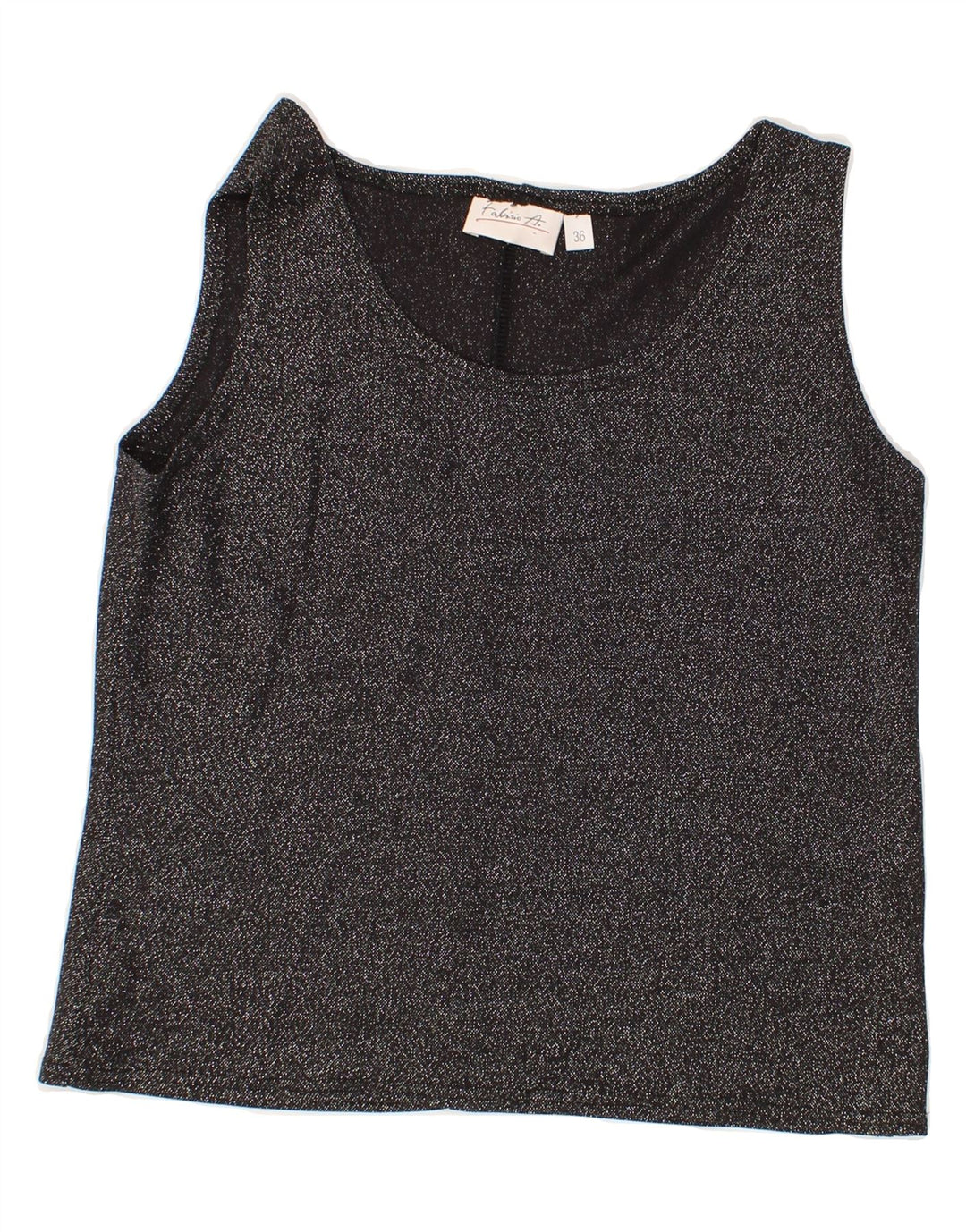 VINTAGE Womens Crop Sleeveless Blouse Top EU 36 Small Black Lurex Vintage Vintage and Second-Hand Vintage from Messina Hembry 