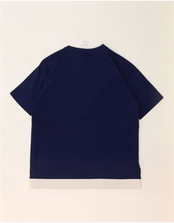 Adidas Boys Climalite T-Shirt Top 13-14 Years Navy Blue Colourblock