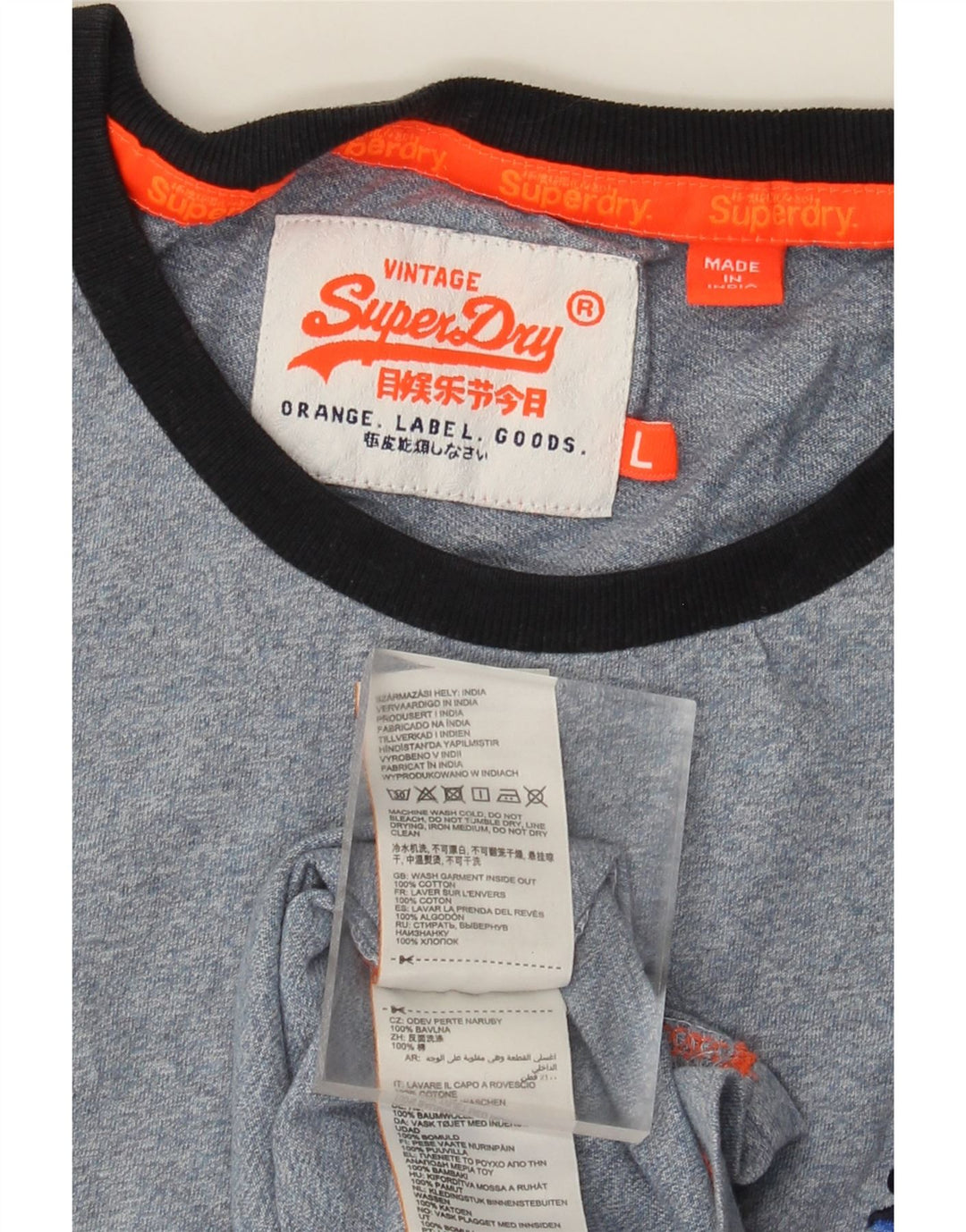 Superdry Mens T-Shirt Top Large Blue Cotton
