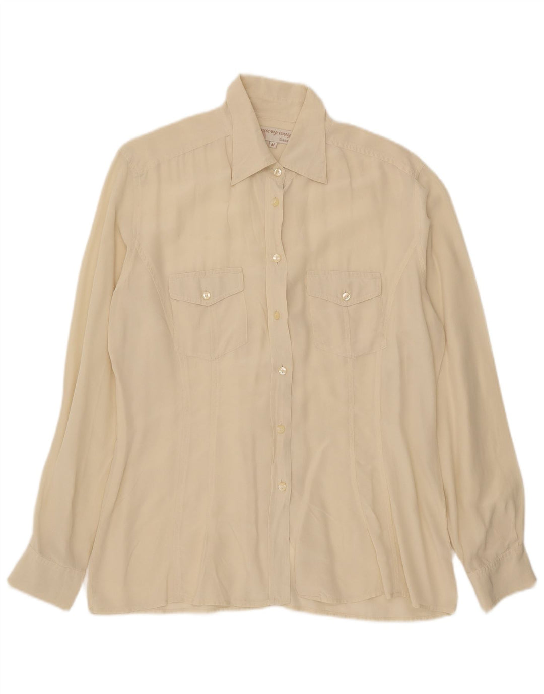 VINTAGE Womens Classic Shirt Blouse UK 14 Medium Beige