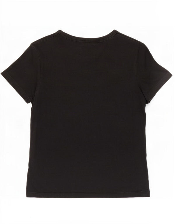 Calvin Klein Jeans Womens Graphic T-Shirt Top UK 12 Medium Black Cotton