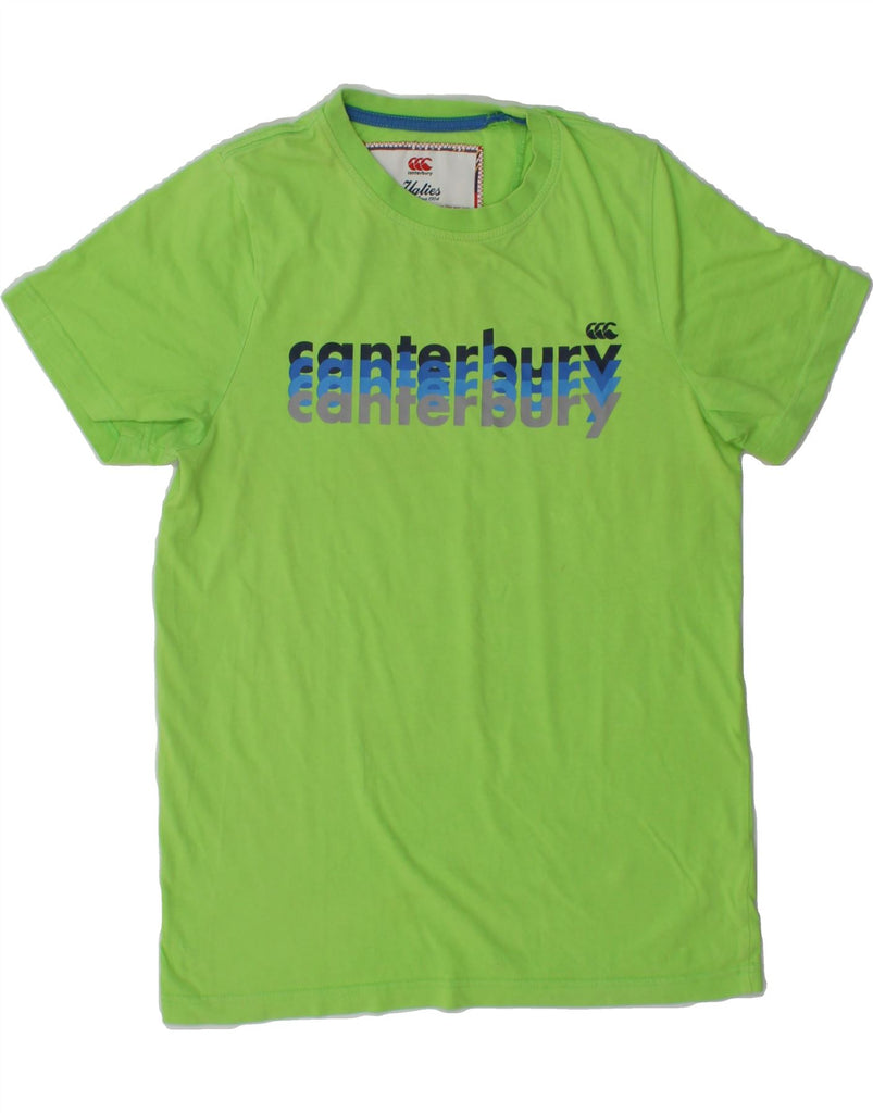 CANTERBURY Womens Graphic T-Shirt Top UK 14 Medium Green Cotton Vintage Canterbury and Second-Hand Canterbury from Messina Hembry 