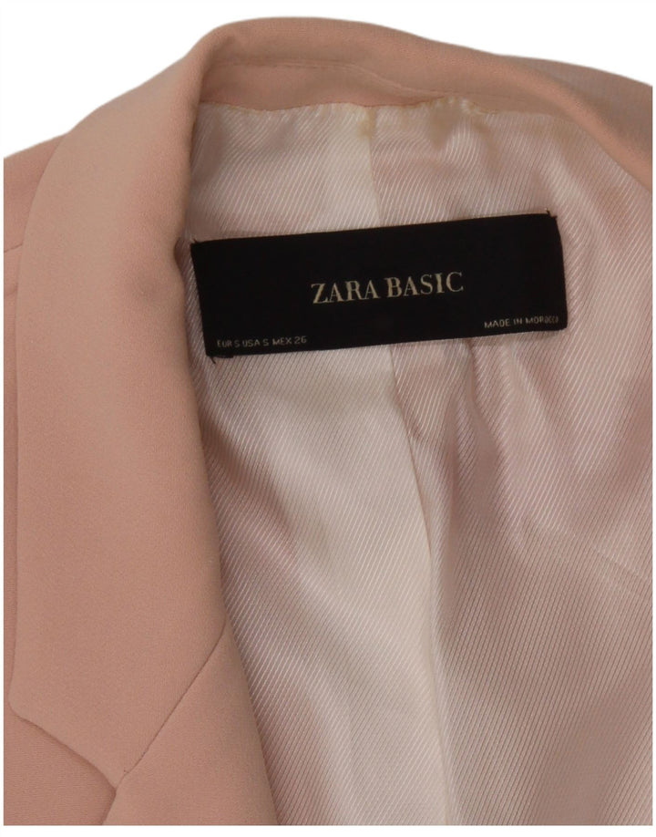 Zara Womens 3/4 Sleeve Open Blazer Jacket UK 10 Small Pink