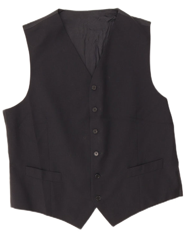 Angelico Mens Waistcoat IT 54 2XL Black Virgin Wool
