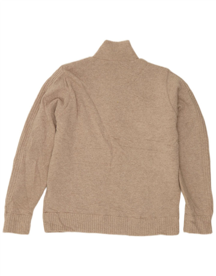 Marks & Spencer Mens Blue Harbour Zip Neck Jumper Sweater Small Beige Wool