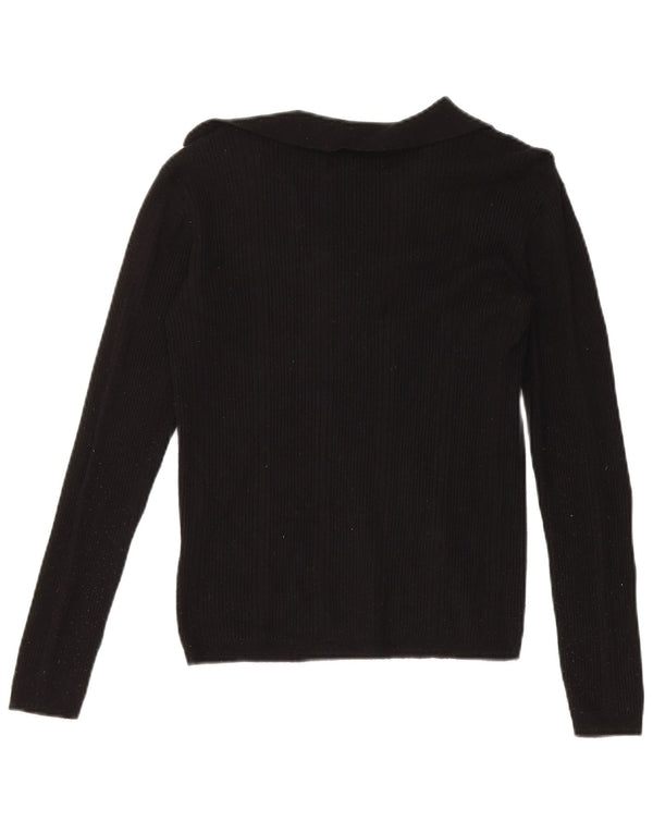 Marks & Spencer Womens Crop Polo Neck Jumper Sweater UK 8 Small Black