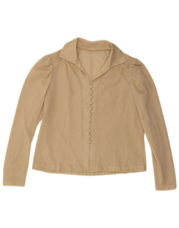 Vintage Womens Shirt Blouse UK 14 Medium Beige