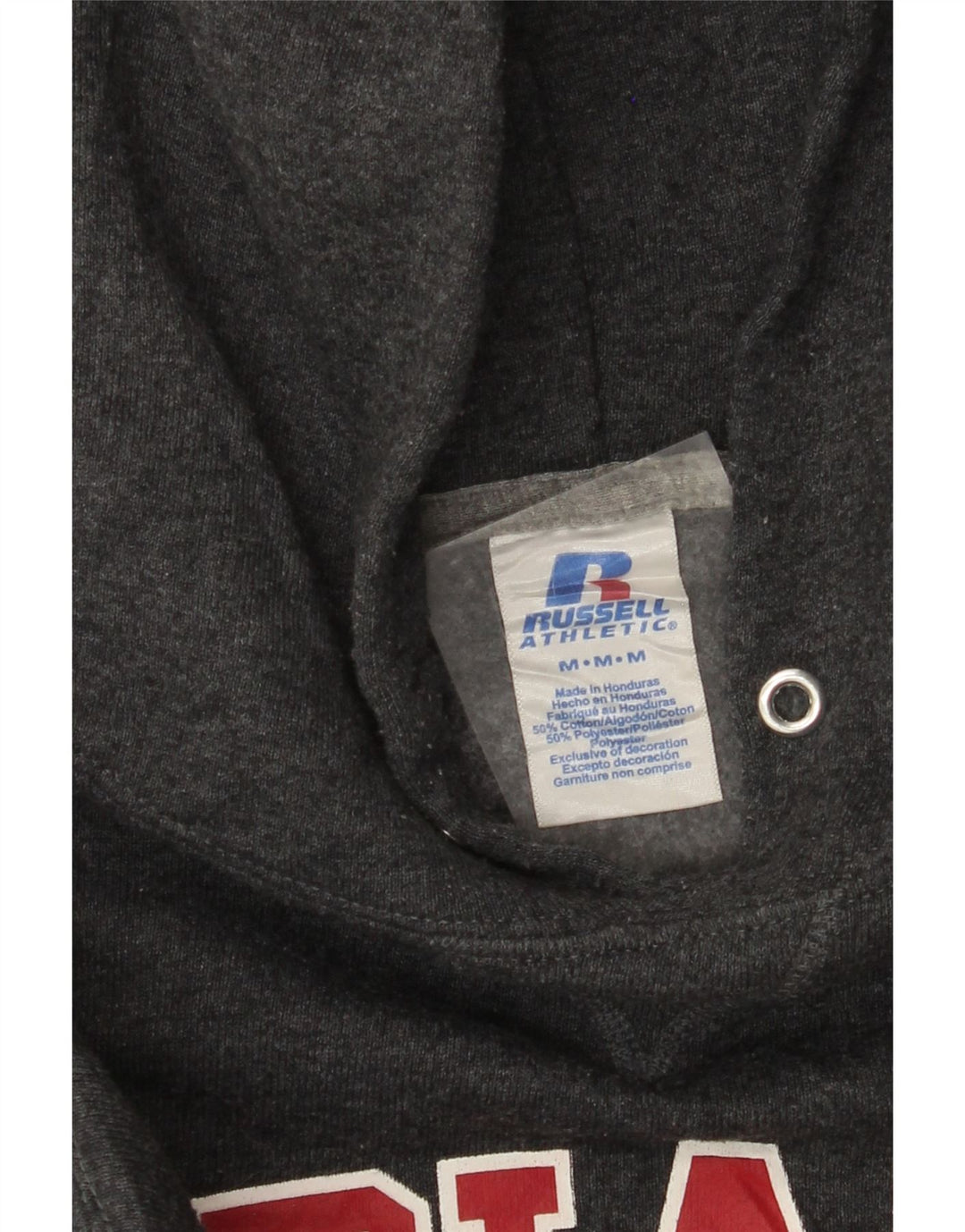 RUSSELL ATHLETIC Mens Indiana Wesleyan Graphic Hoodie Jumper Medium Grey