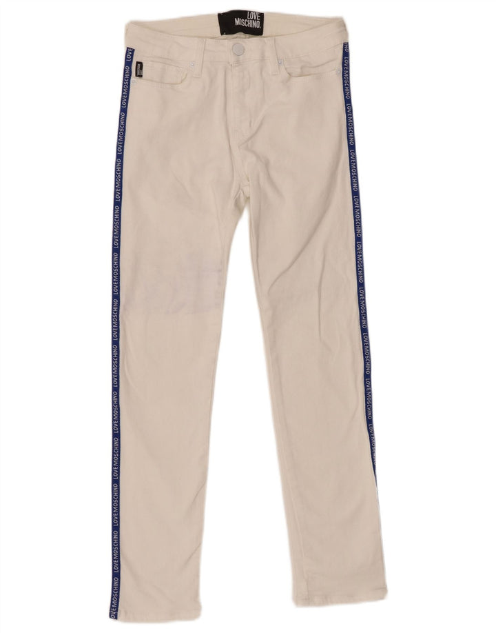 MOSCHINO Womens Graphic Skinny Jeans W26 L26 White