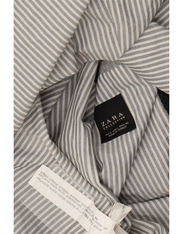 Zara Mens 2 Button Blazer Jacket UK 40 Large Navy Blue Polyester