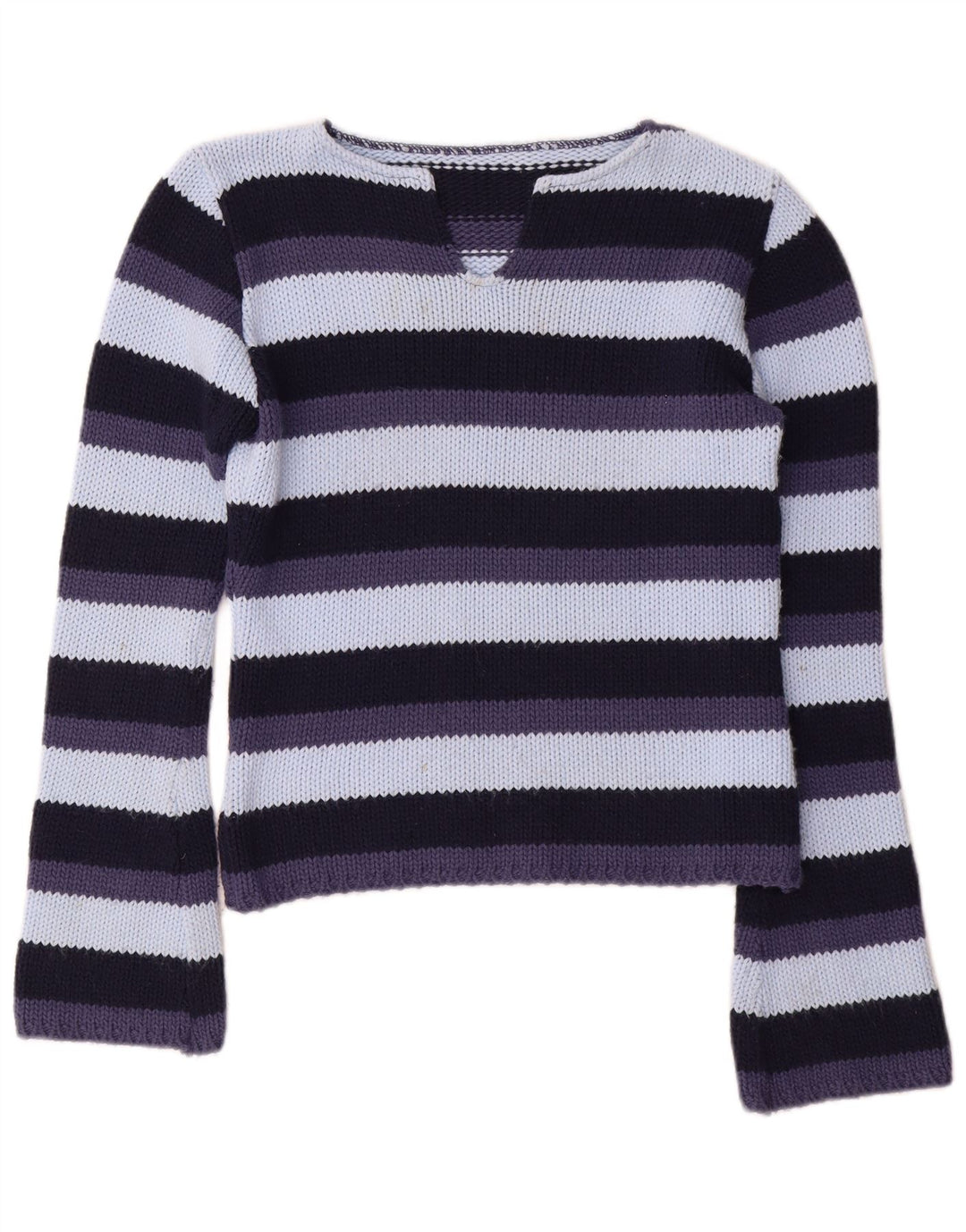 Vintage Womens V-Neck Jumper Sweater UK 12 Medium Multicoloured Striped