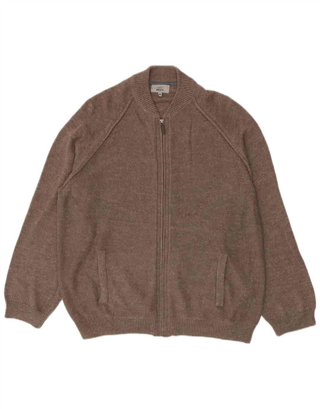 Marks & Spencer Mens Regular Fit Cardigan Sweater 2XL Brown Cotton