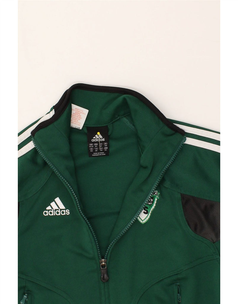 ADIDAS Boys Graphic Tracksuit Top Jacket 9-10 Years Medium Green Polyester | Vintage Adidas | Thrift | Second-Hand Adidas | Used Clothing | Messina Hembry 