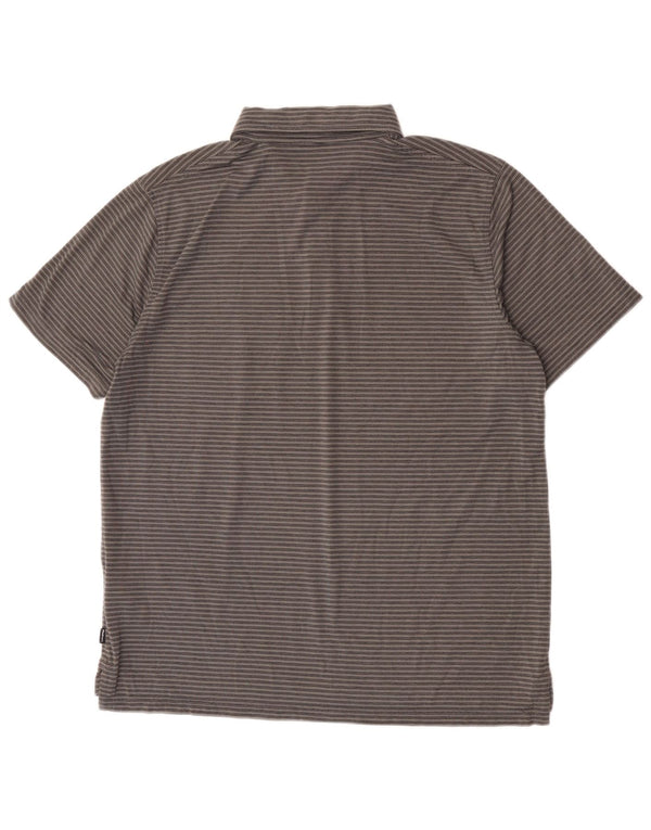 Rohan Mens Polo Shirt Large Grey Pinstripe Polyester