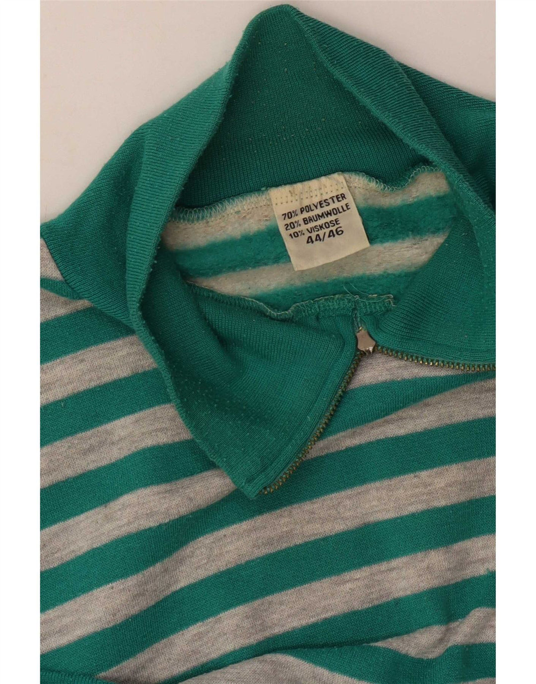 Sporting Womens Zip Neck Sweatshirt Jumper IT 44/46 Large Green Striped