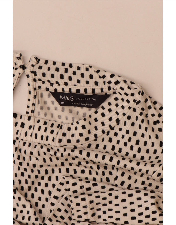 Marks & Spencer Womens A-Line Dress UK 10 Small Off White Spotted Viscose