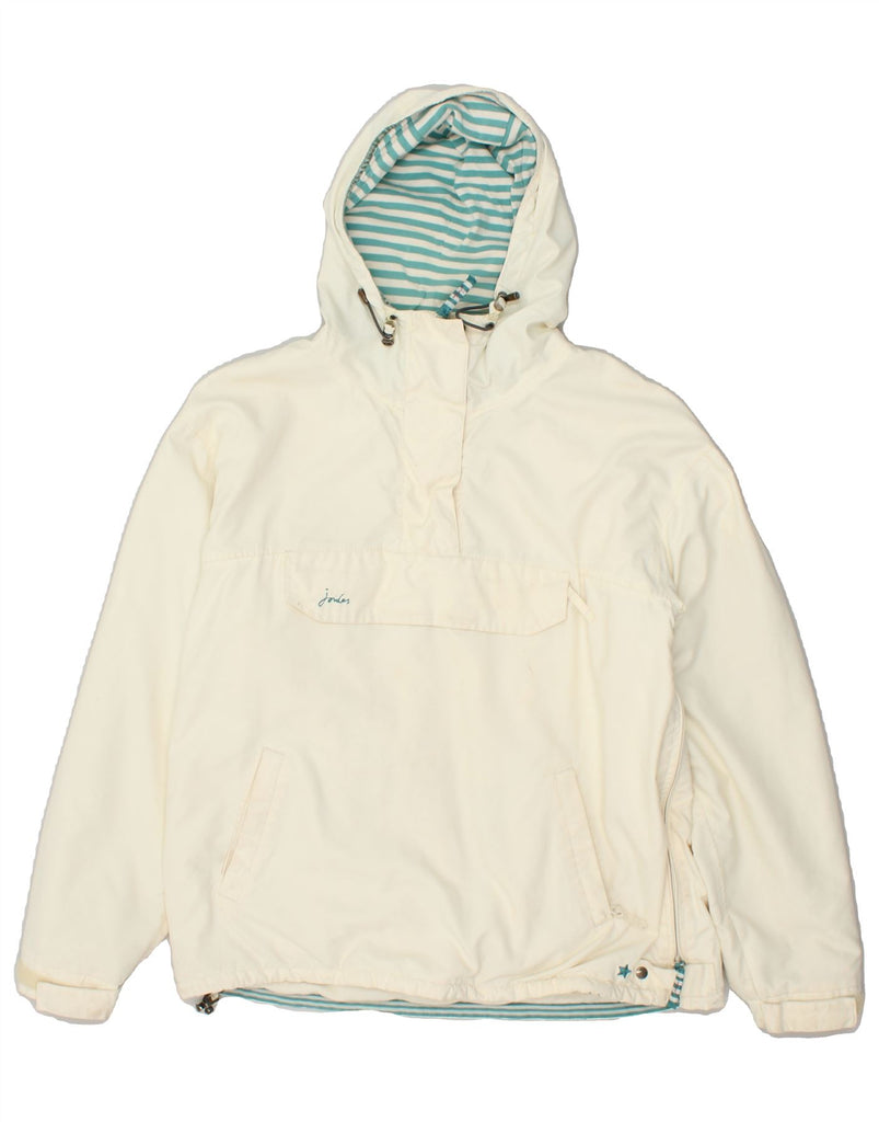 JOULES Womens Hooded Anorak Jacket UK 12 Medium Off White Polyester | Vintage Joules | Thrift | Second-Hand Joules | Used Clothing | Messina Hembry 