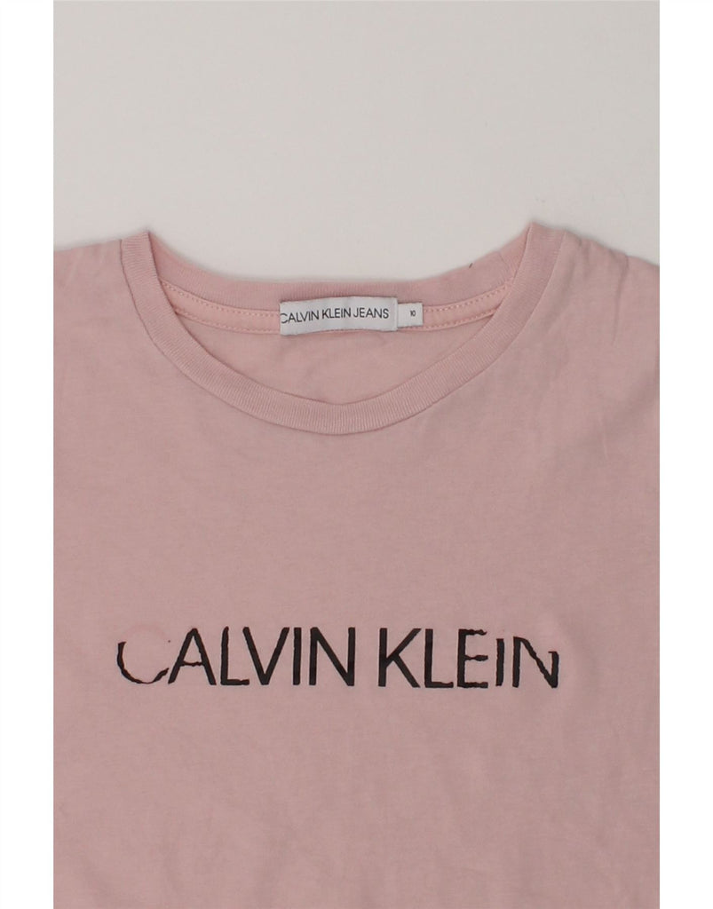 CALVIN KLEIN Girls Graphic T-Shirt Top 9-10 Years Pink Cotton | Vintage Calvin Klein | Thrift | Second-Hand Calvin Klein | Used Clothing | Messina Hembry 