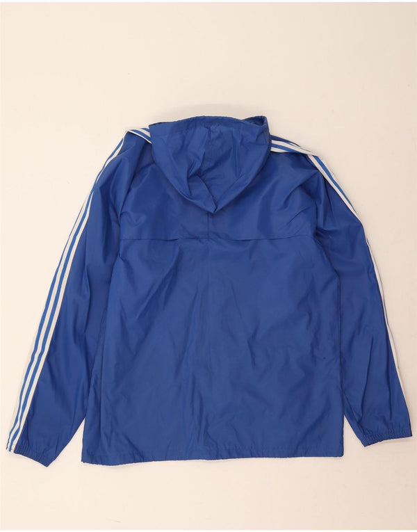 Adidas Mens Hooded Rain Jacket UK 38 Medium Blue Polyamide