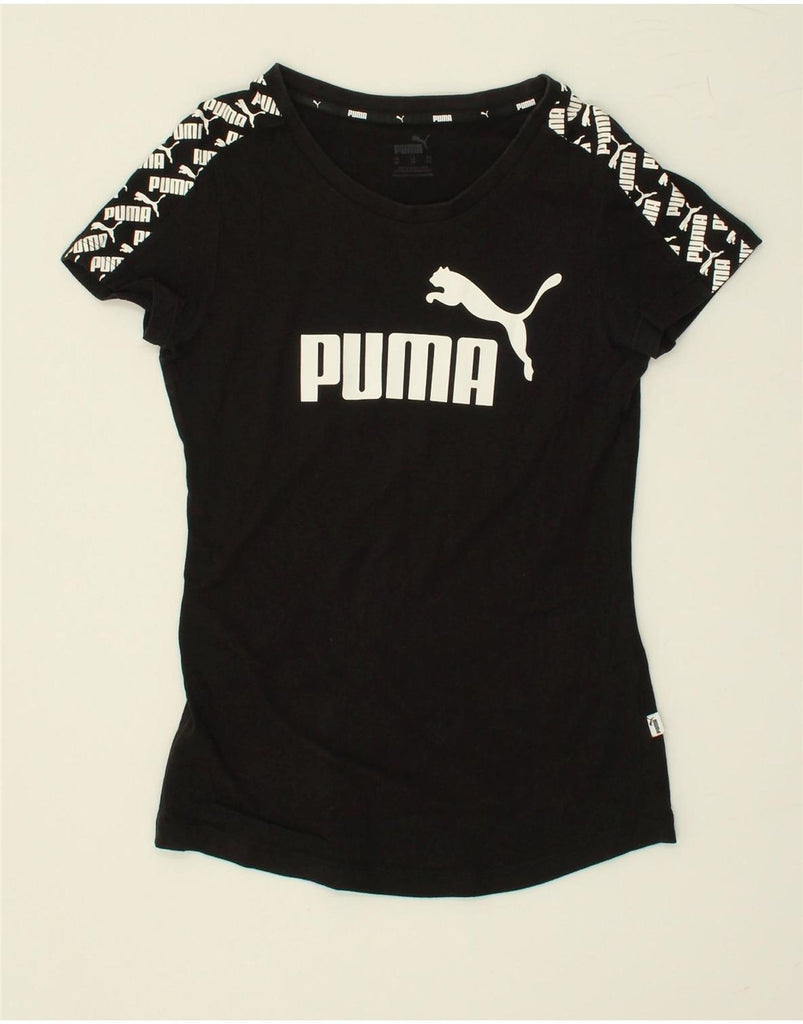 PUMA Womens Graphic T-Shirt Top UK 6 XS Black | Vintage Puma | Thrift | Second-Hand Puma | Used Clothing | Messina Hembry 