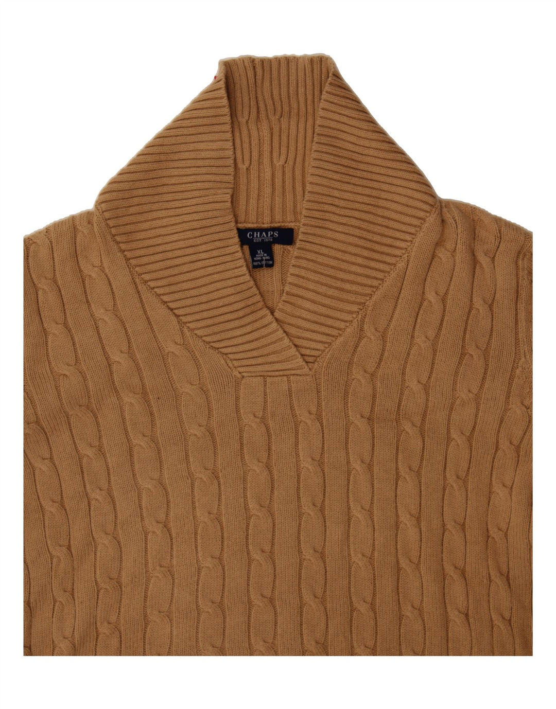 CHAPS Womens Shawl Neck Jumper Sweater UK 18 XL Brown Cotton Vintage Chaps and Second-Hand Chaps from Messina Hembry 