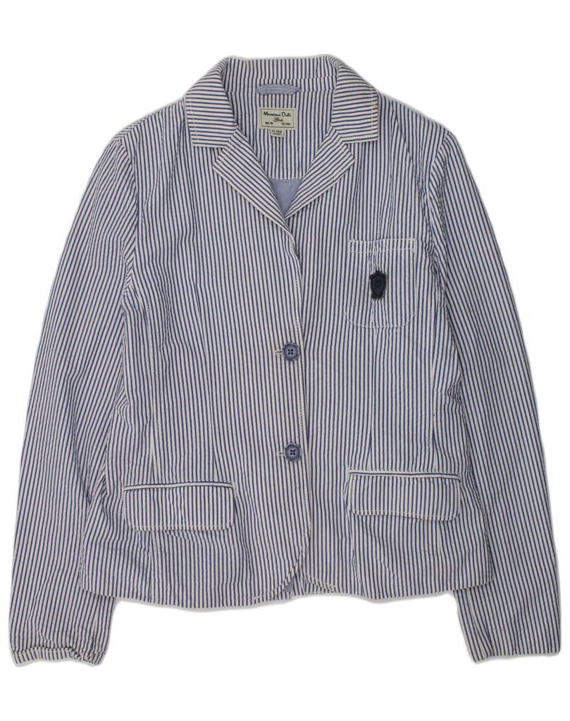 MASSIMO DUTTI Girls 2 Button Blazer Jacket 13-14 Years Blue Striped Cotton | Vintage Massimo Dutti | Thrift | Second-Hand Massimo Dutti | Used Clothing | Messina Hembry 