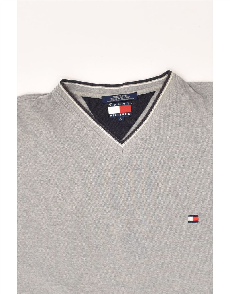 TOMMY HILFIGER Mens T-Shirt Top Large Grey Cotton | Vintage Tommy Hilfiger | Thrift | Second-Hand Tommy Hilfiger | Used Clothing | Messina Hembry 