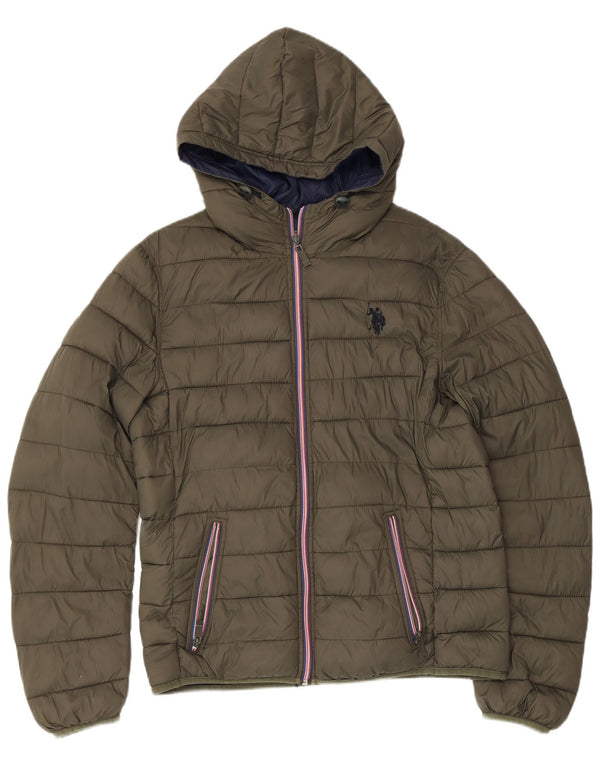 U.S. Polo Assn. Mens Hooded Reversible Padded Jacket UK 38 Medium Khaki