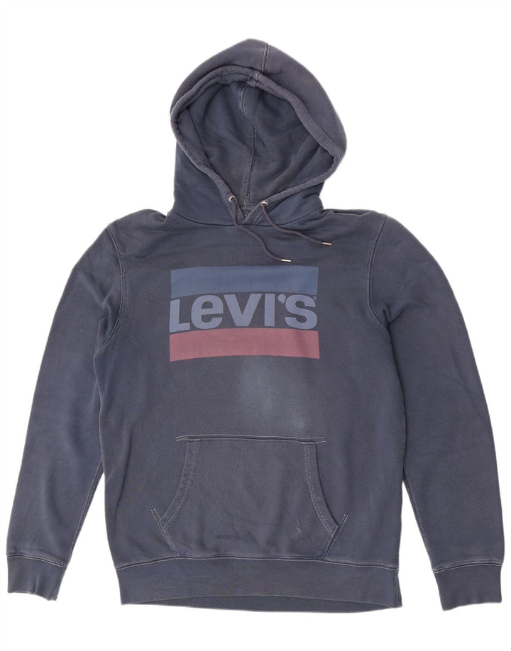 Levi's Mens Graphic Hoodie Jumper Large Navy Blue Cotton