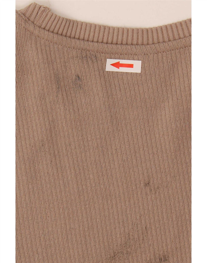 Marks & Spencer Womens Top Long Sleeve UK 14 Medium Beige Polyester