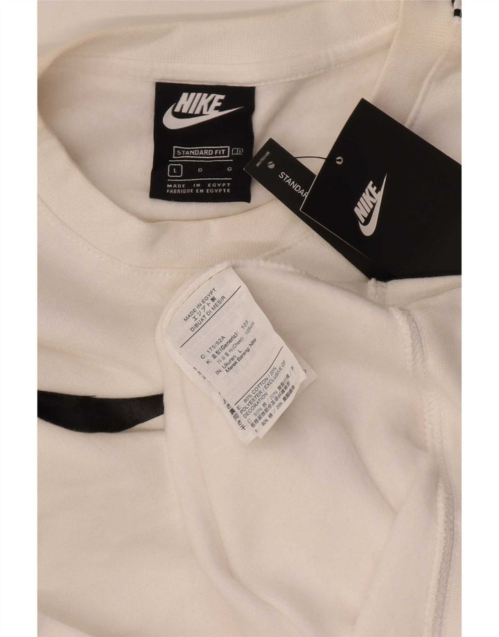Nike Mens Graphic Sweatshirt Jumper Large White Cotton