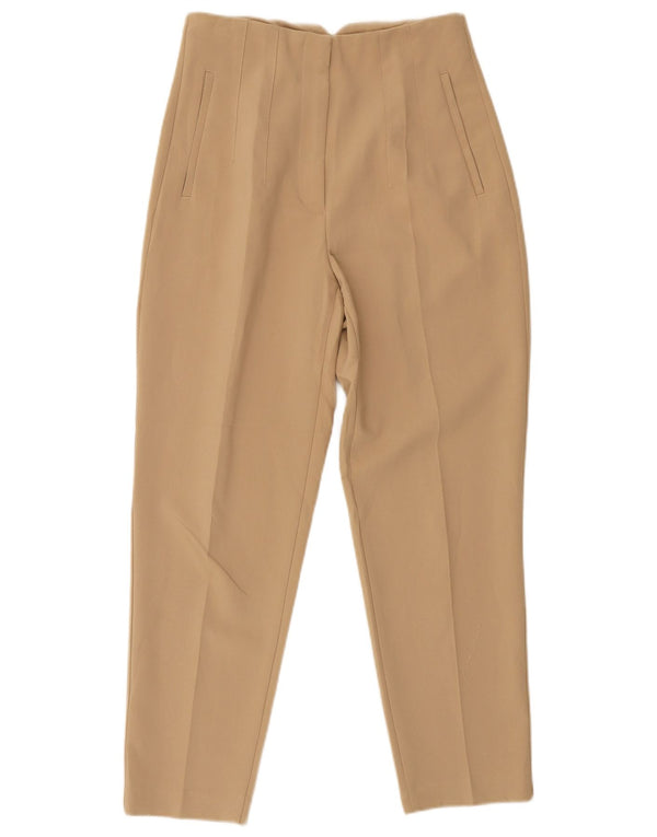 Zara Womens High Waist Tapered Casual Trousers Medium W30 L27 Beige